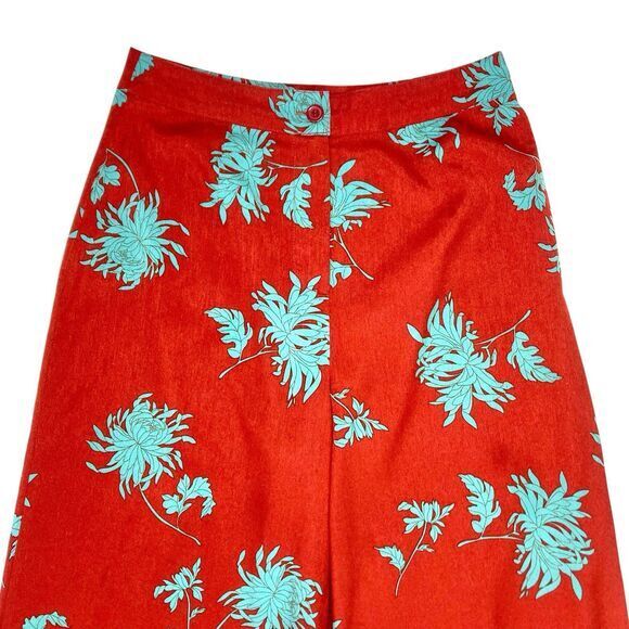 Nasty Gal Collection Wide Leg Pants Women 8 Red Floral Boho Beachy Comfy Trouser - Picture 3 of 15